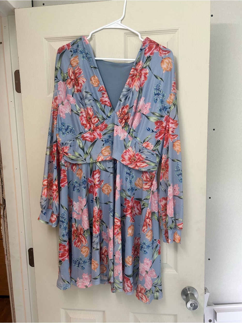Source Unknown Blue Floral Midi Dress